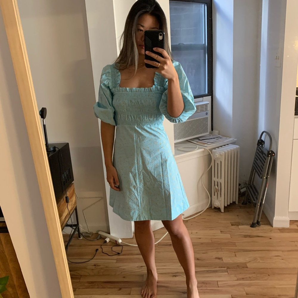 Ganni Smocked Cotton Dress